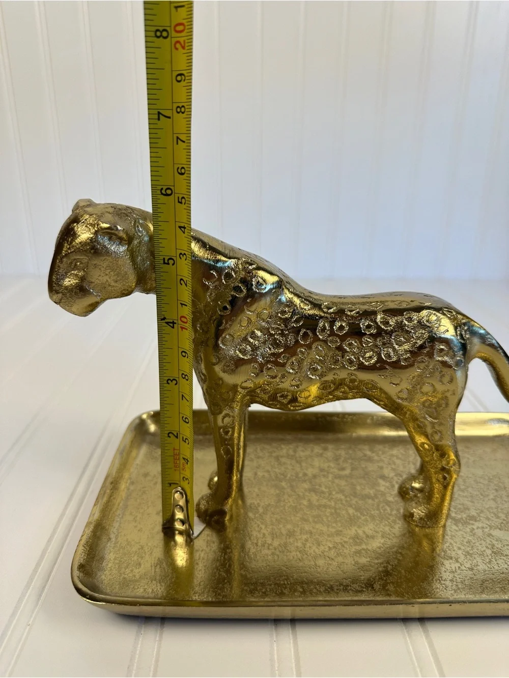 Gold Leopard Jewelry Tray - Decorative Metal Catchall